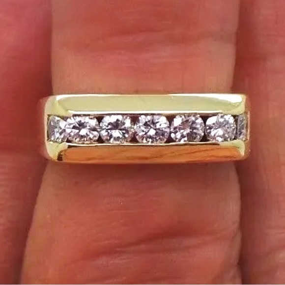 18K YELLOW SOLID GOLD Ladies DIAMOND BAND RING - Picture 3 of 11
